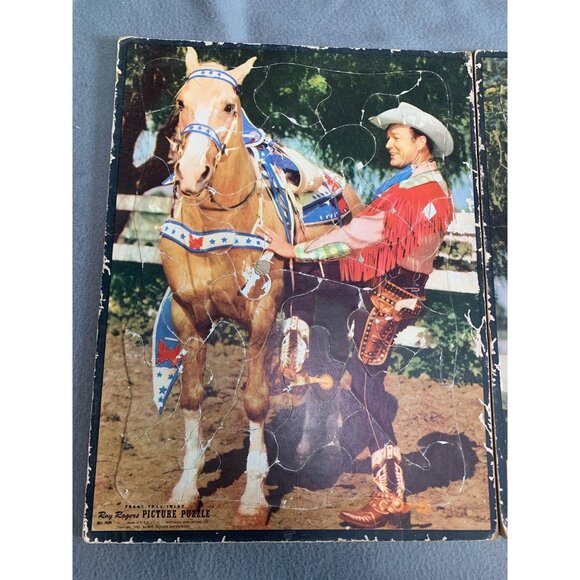 Vintage 1953 Frame Tray inlay Roy Rogers Picture Puzzle Set - Picture 3 of 6